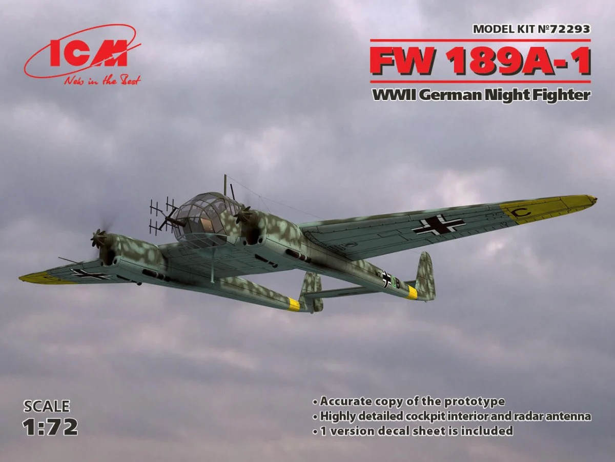 ICM Models 1/72 ICM FW 189A-1, WWII German Night Fighter