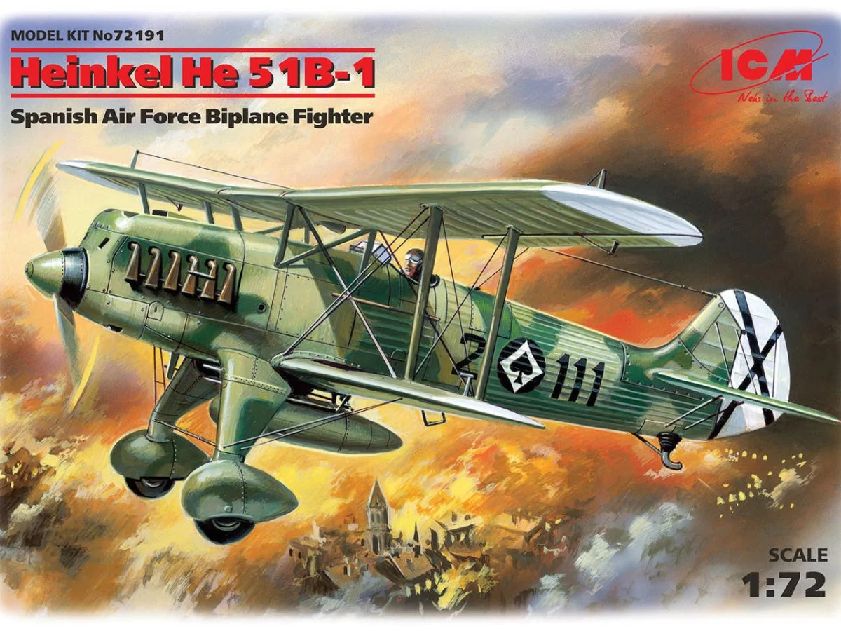 ICM Models 1/72 ICM Heinkel He 51B-1, Spanish Air Force Biplane Fighter