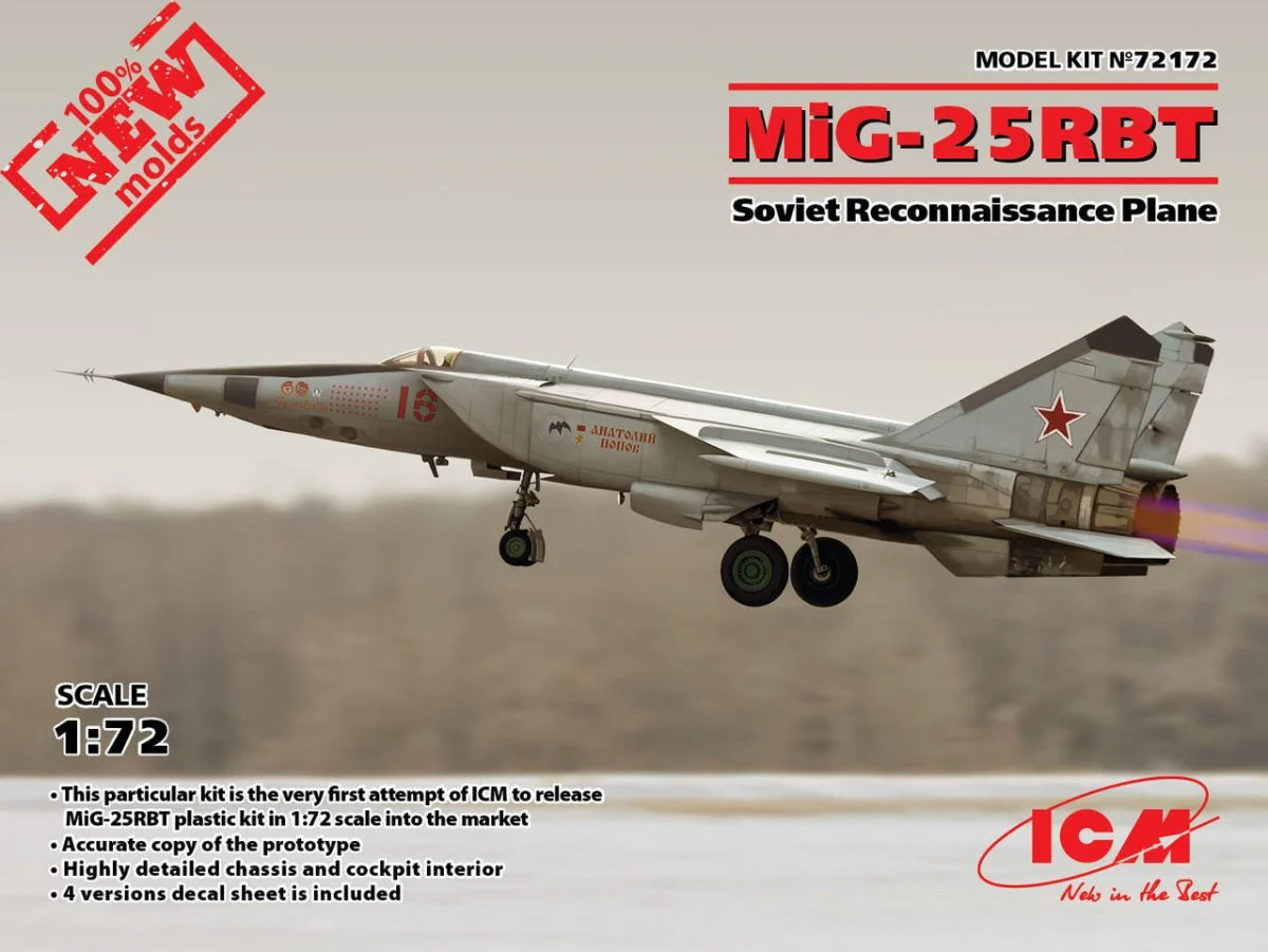 ICM Models 1/72 ICM MiG-25 RBT, Soviet Reconnaissance Plane