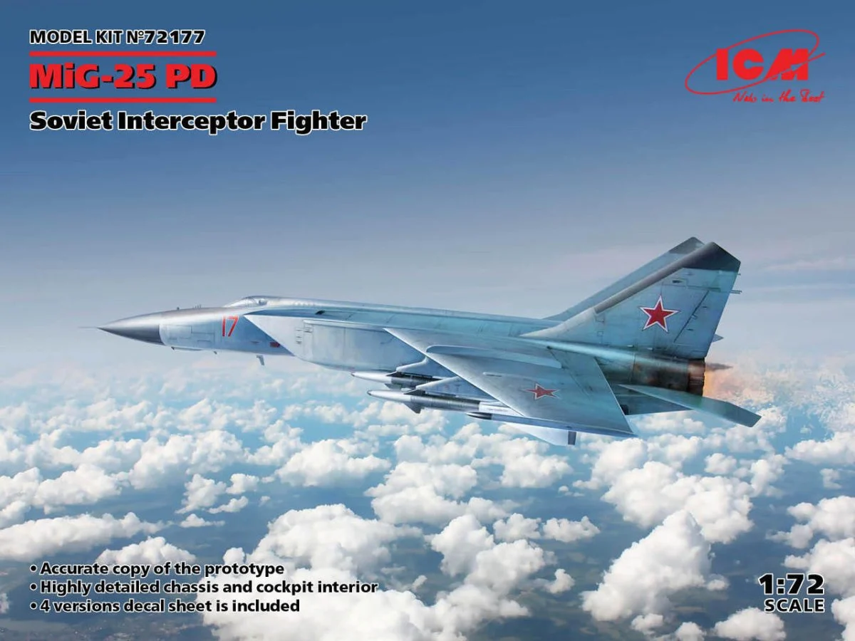 ICM Models 1/72 ICM MiG-25PD, Soviet Interceptor Fighter