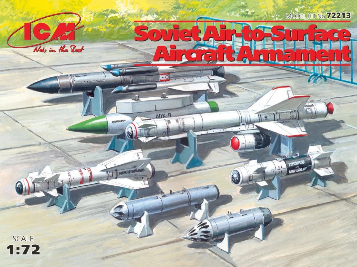 ICM Models 1/72 ICM Soviet Air-to-Surface Aircraft Armament (X-29T, X-31P, X-59M missiles, B-13L, B-8M1 rocket containers, KAB-500Kr bombs)
