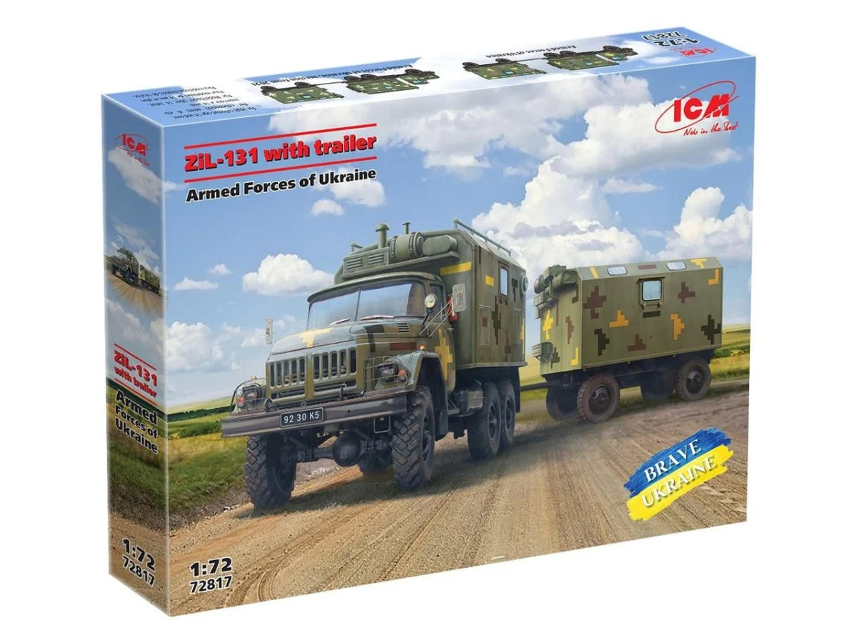 ICM Models 1/72 ICM ZiL-131 Truck w/ Trailer Ukraine Plastic Model Kit