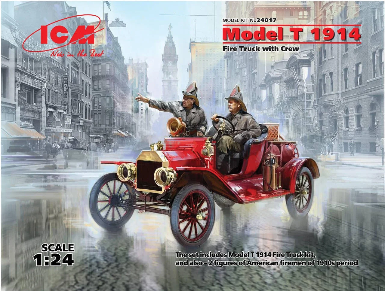 ICM Models 1/24 Model T 1914 Fire Truck with Crew