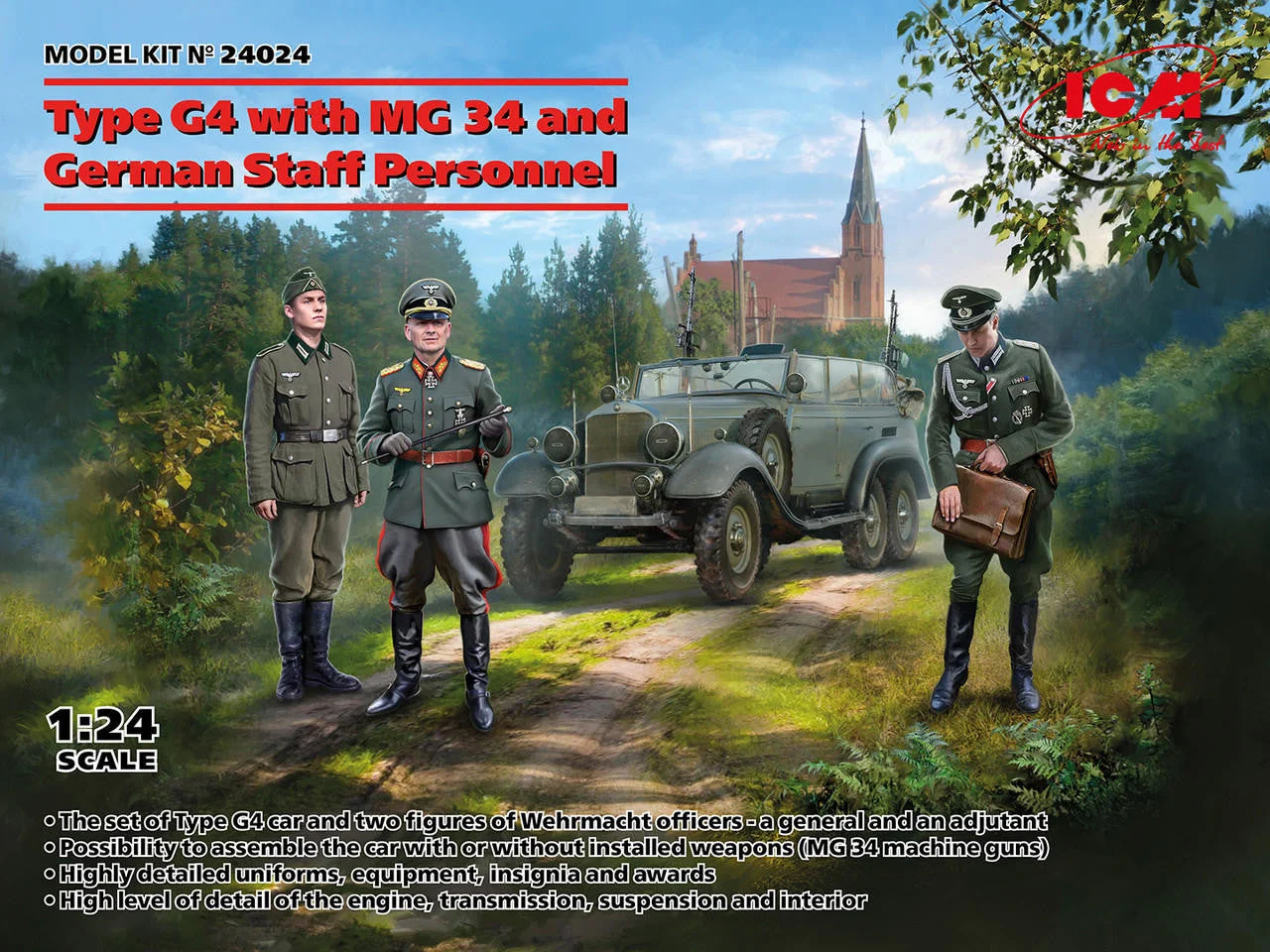 ICM Models 1/24 ICM Type G4 with MG 34 and German Staff Personnel