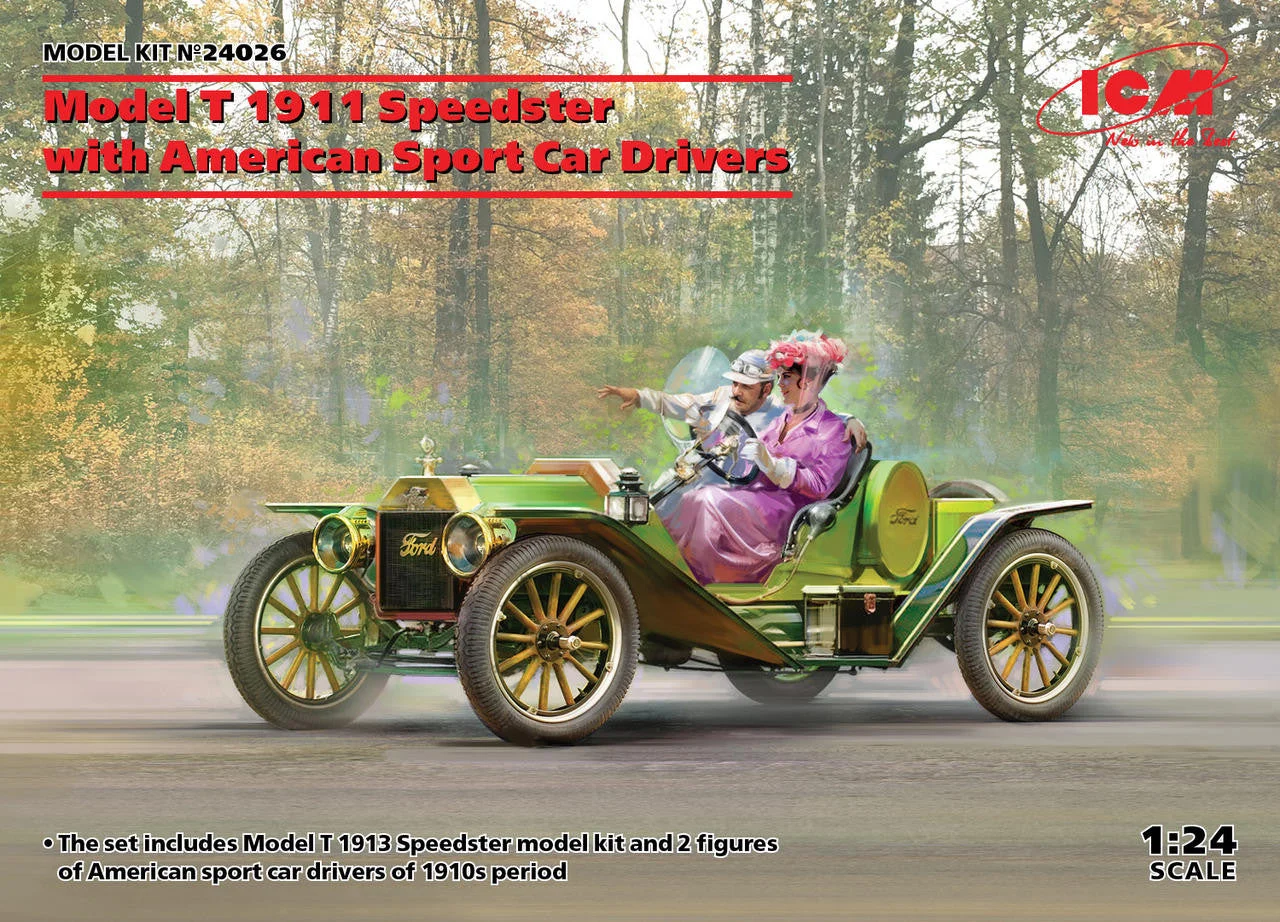 ICM Models 1/24 Model T 1913 Speedster with American Sport Car Drivers