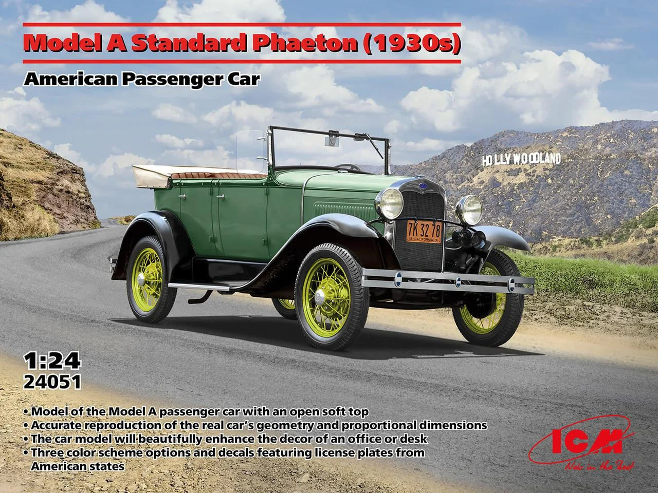 ICM Models 1/24 Model A Standard Phaeton (1930s) American Passenger Car Plastic Model Kit