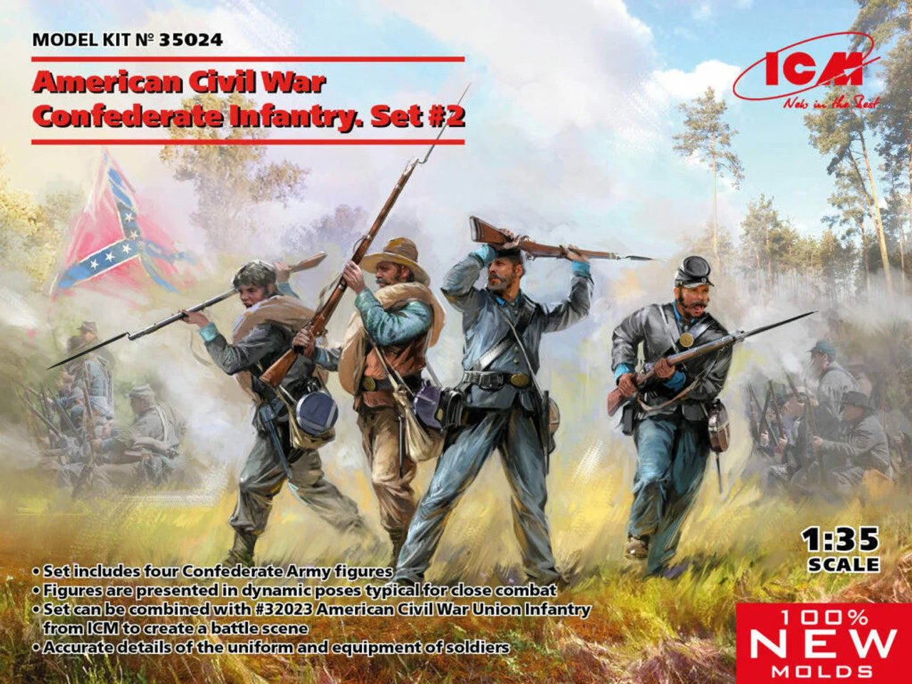 ICM Models 1/35 American Civil War Confederate Infantry Plastic Model Kit