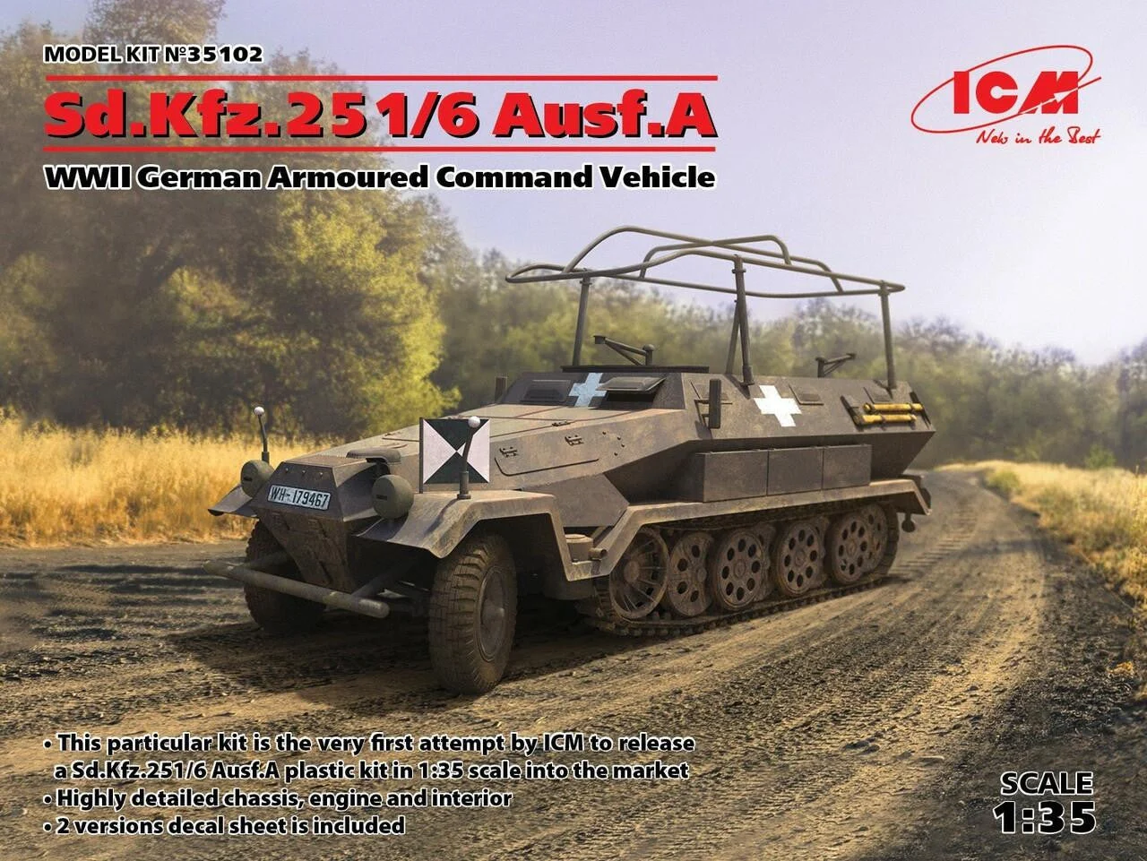 ICM Models 1/35 ICM Sd.Kfz.251/6 Ausf.A, WWII German Armoured Command Vehicle