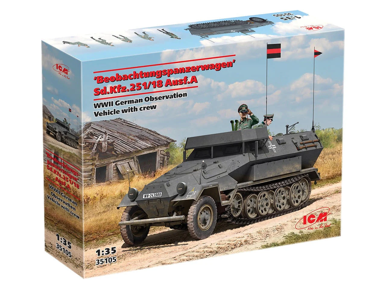 ICM Models 1/35 ICM Beobachtungspanzerwagen Sd.Kfz.251/18 Ausf.A WWII German Observation Vehicle with crew