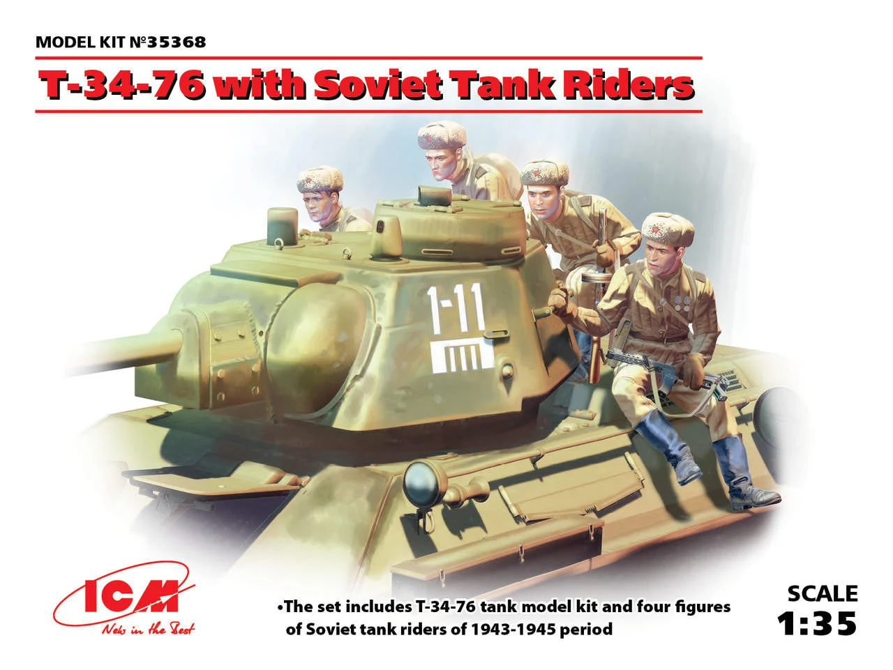 ICM Models 1/35 ICM T-34-76 with Soviet Tank Riders