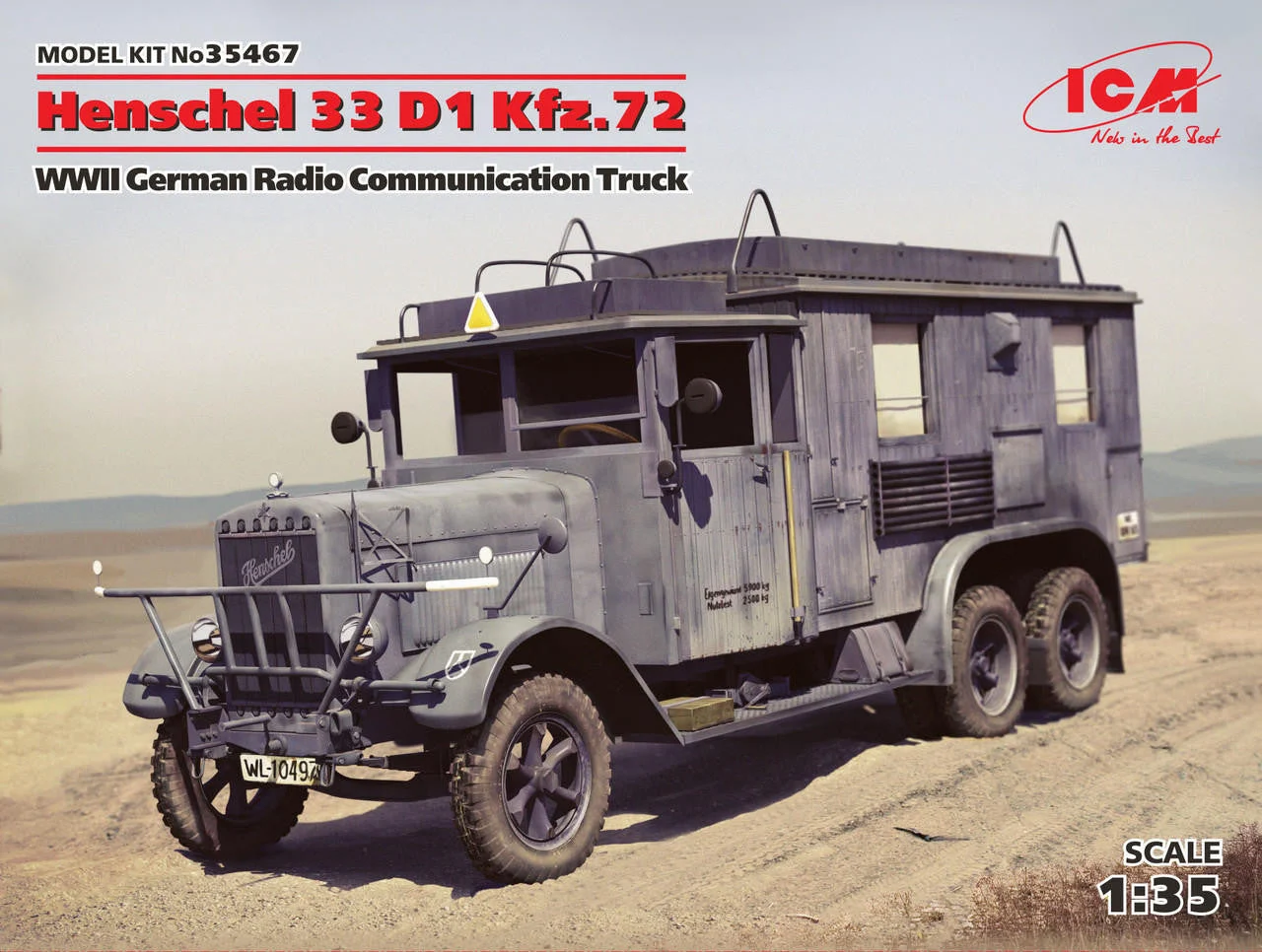 ICM Models 1/35 ICM Henschel 33 D1 Kfz.72, WWII German Radio Communication Truck