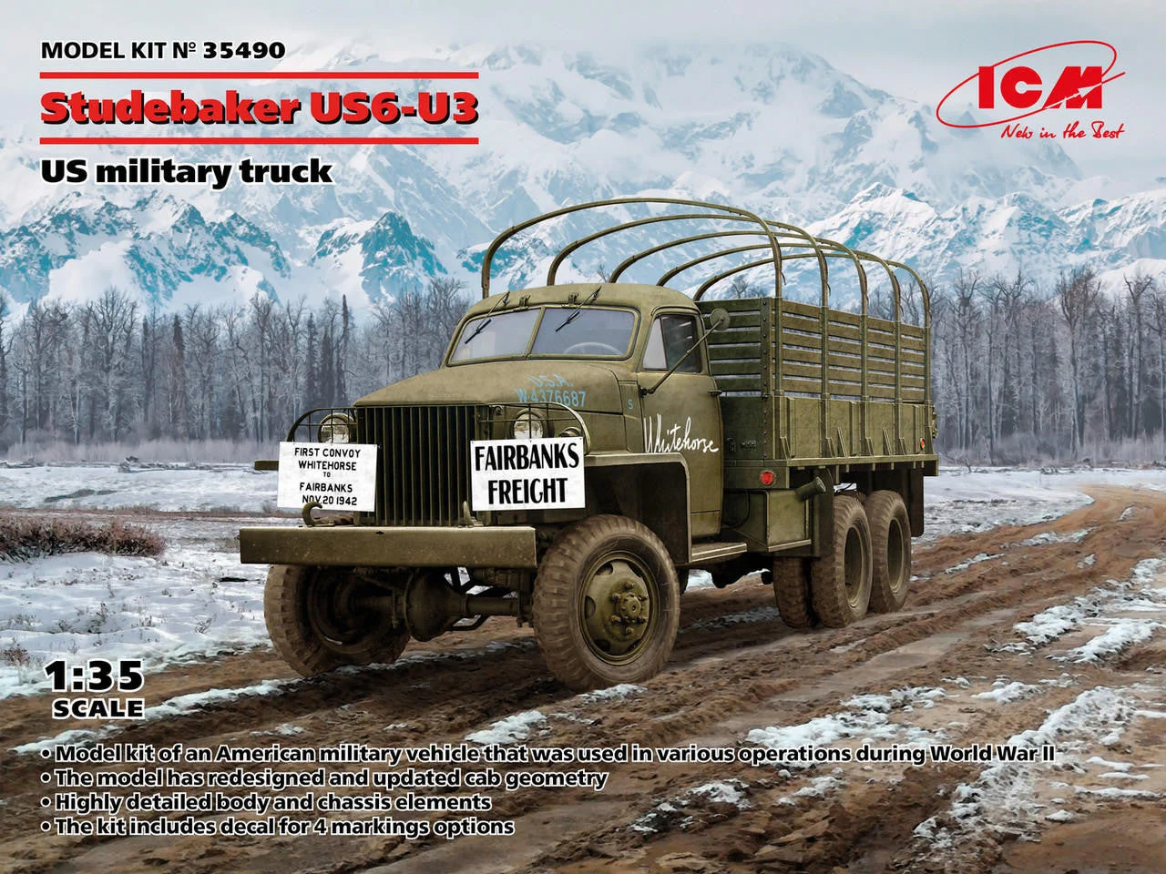 ICM Models 1/35 ICM Studebaker US6-U3 US Military Truck Plastic Model Kit