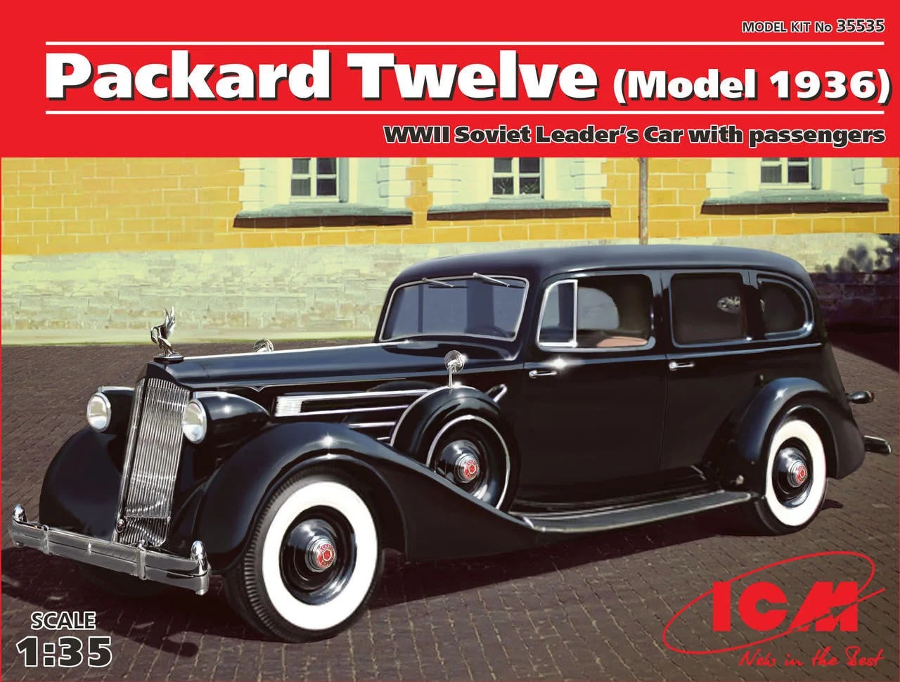 ICM Models 1/35 ICM Packard Twelve (Model 1936), WWII Soviet Leaders' Car with Passengers (5 figures)