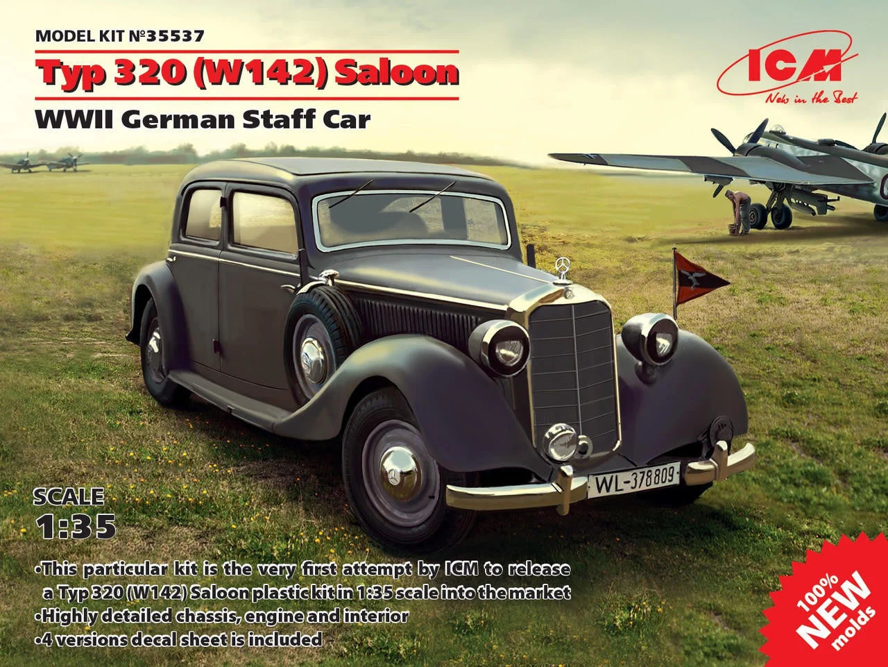 ICM Models 1/35 ICM Typ 320 (W142) Saloon, WWII German Staff Car