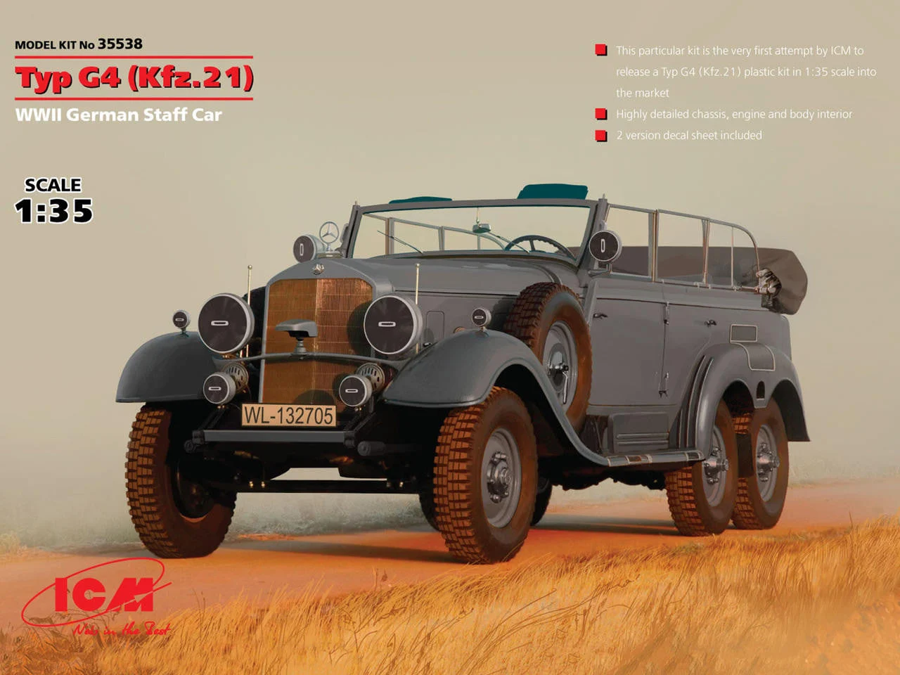 ICM Models 1/35 ICM Typ G4 (Kfz.21), WWII German Staff Car