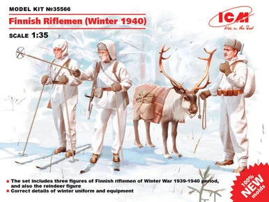 1/35 ICM Finnish Riflemen (Winter 1940) (4 figures - 3 rifleman, 1 reindeer)