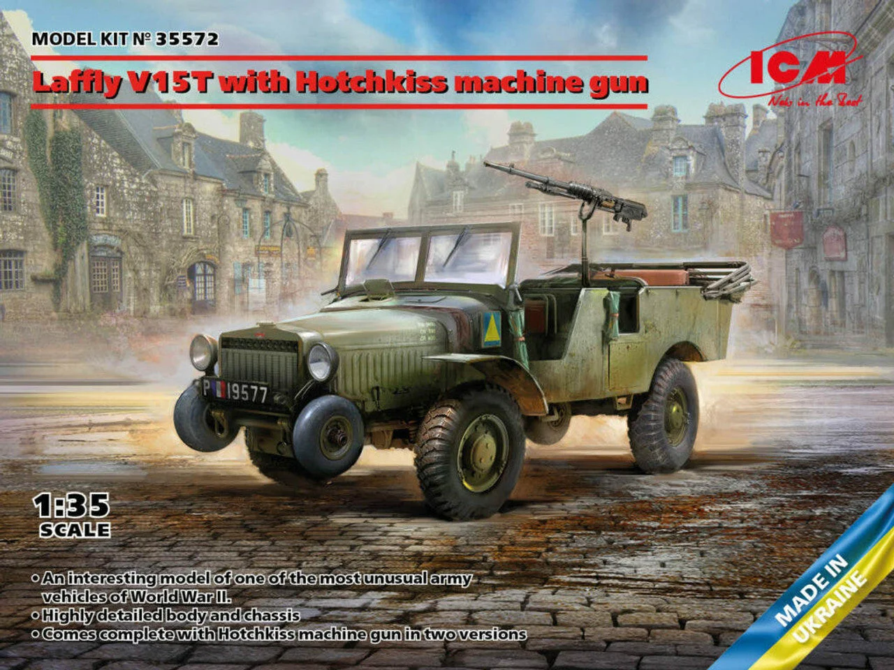 ICM Models 1/35 ICM Laffly V15T with Hotchkiss machine gun Plastic Model Kit