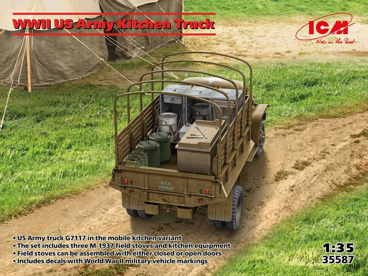 ICM Models 1/35 ICM WWII US Army Kitchen Truck Plastic Model Kit