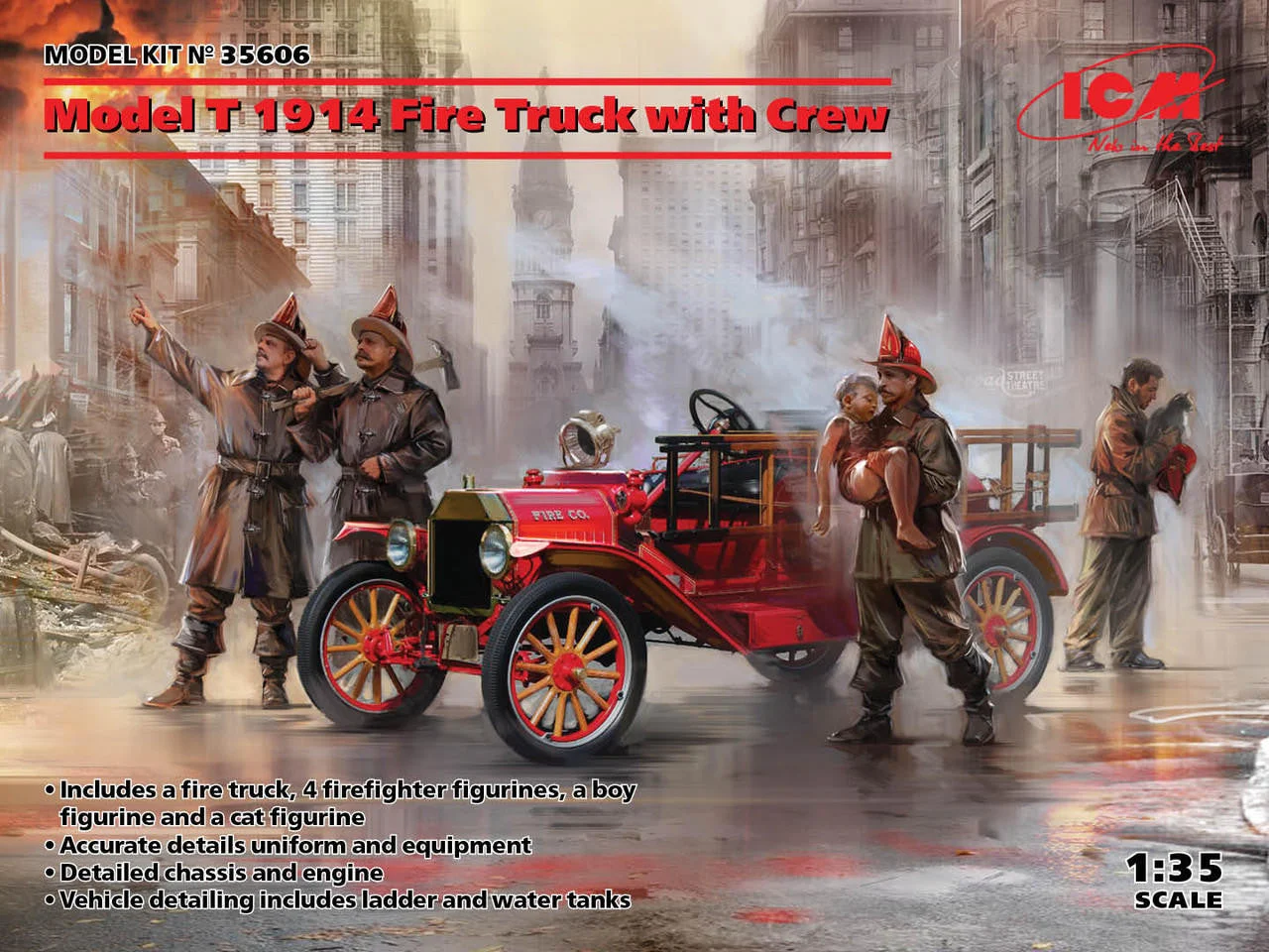 ICM Models 1/35 ICM Model T 1914 Fire Truck with Crew