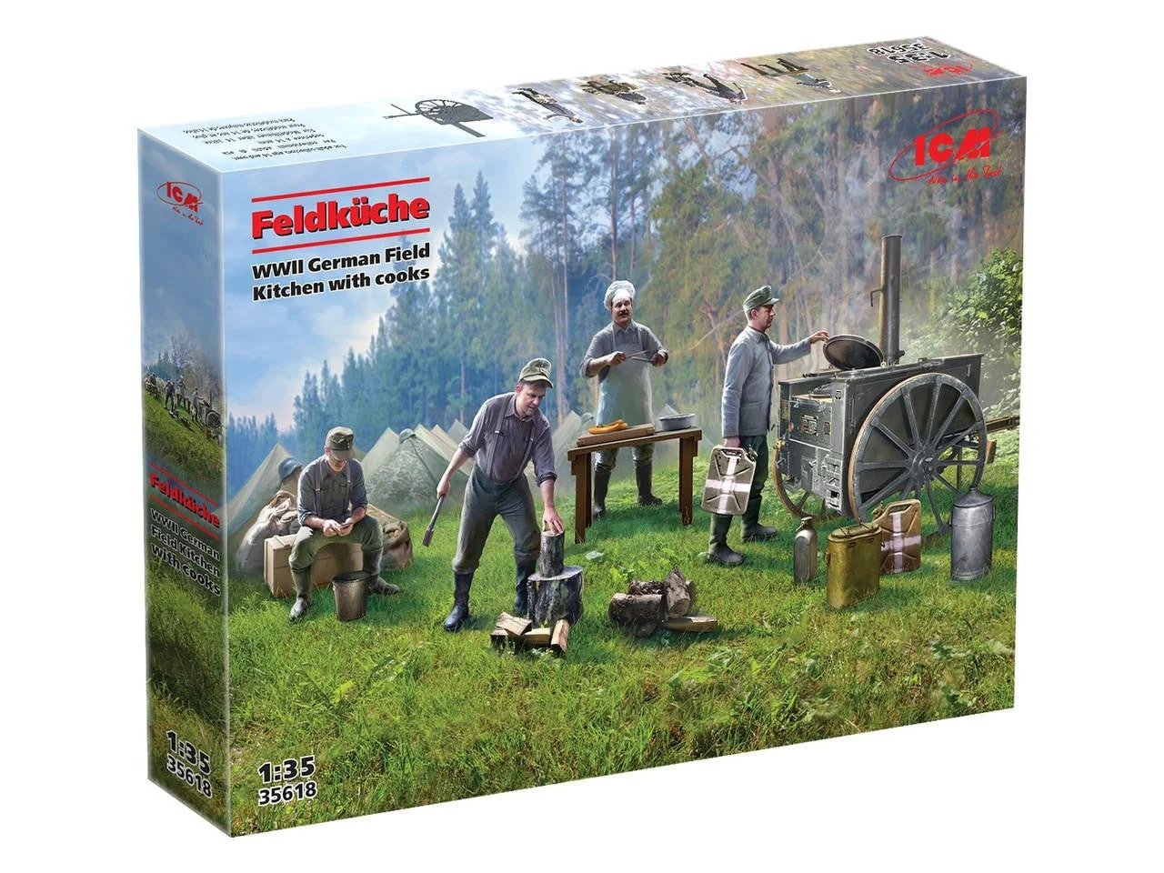 ICM Models 1/35 Feldkuche WWII German Field Kitchen with cooks Plastic Model Kit