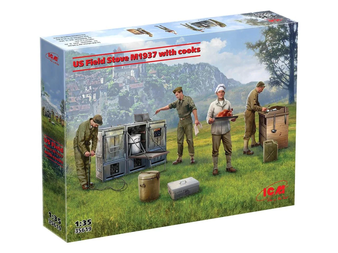 ICM Models 1/35 US Field Stove M1937 with cooks Plastic Model Kit