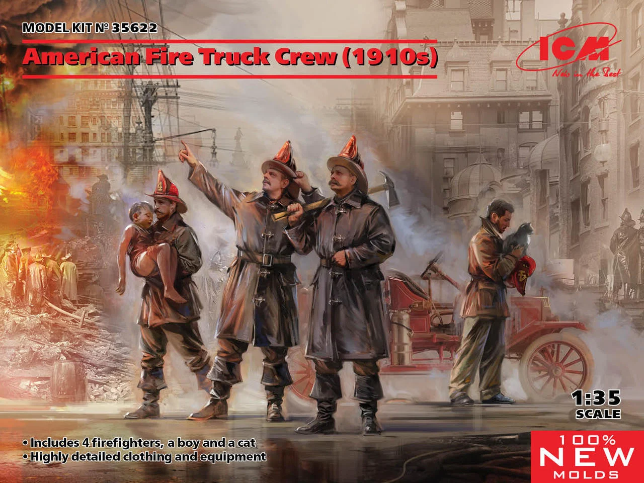 ICM Models 1/35 ICM American Fire Truck Crew (1910s) (100% new molds)