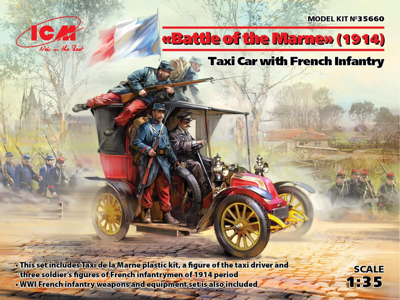 ICM Models 1/35 ICM Battle of the Marne" (1914), Taxi car with French Infantry