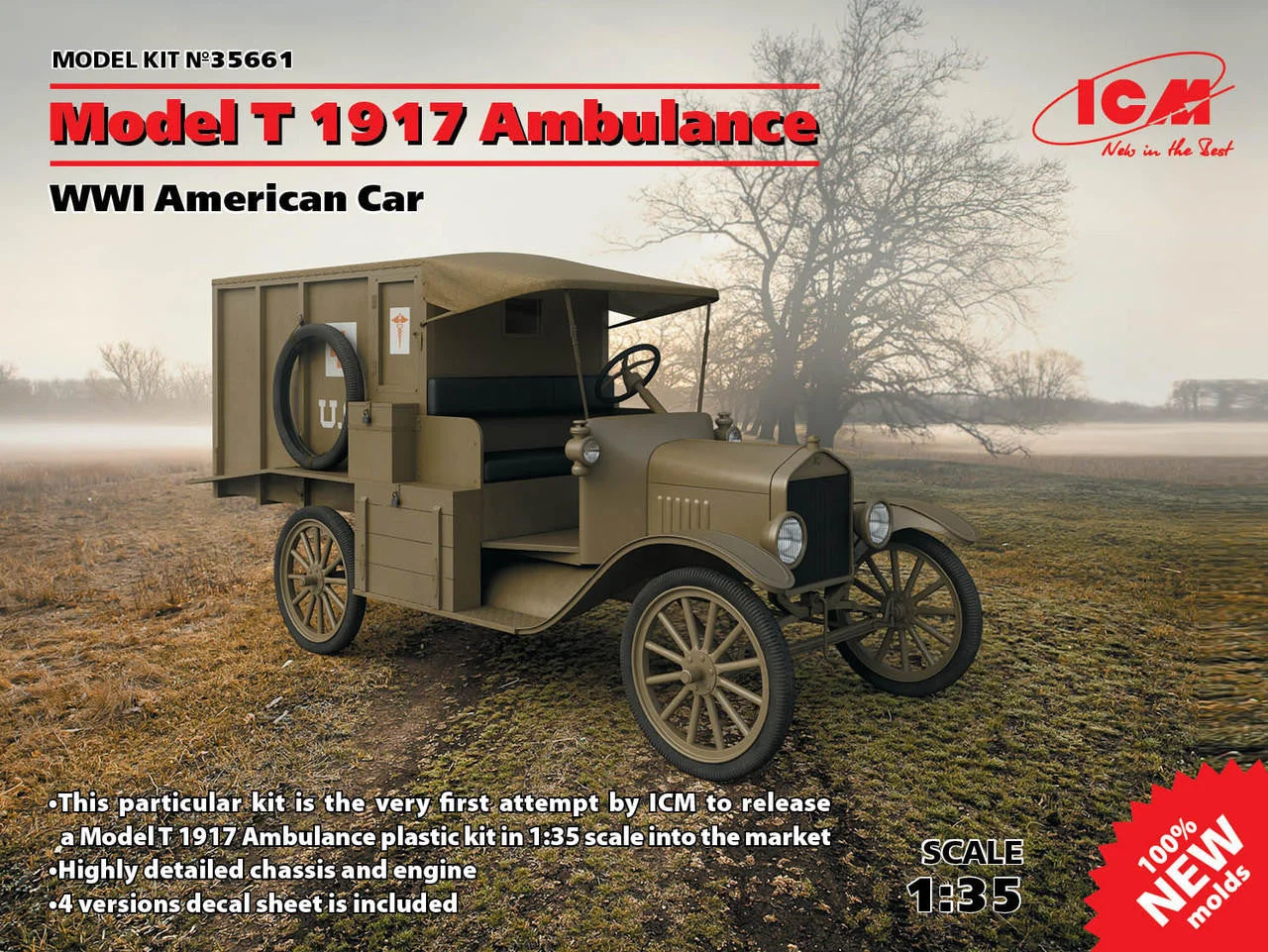 ICM Models 1/35 ICM Model T 1917 Ambulance, WWI American Car