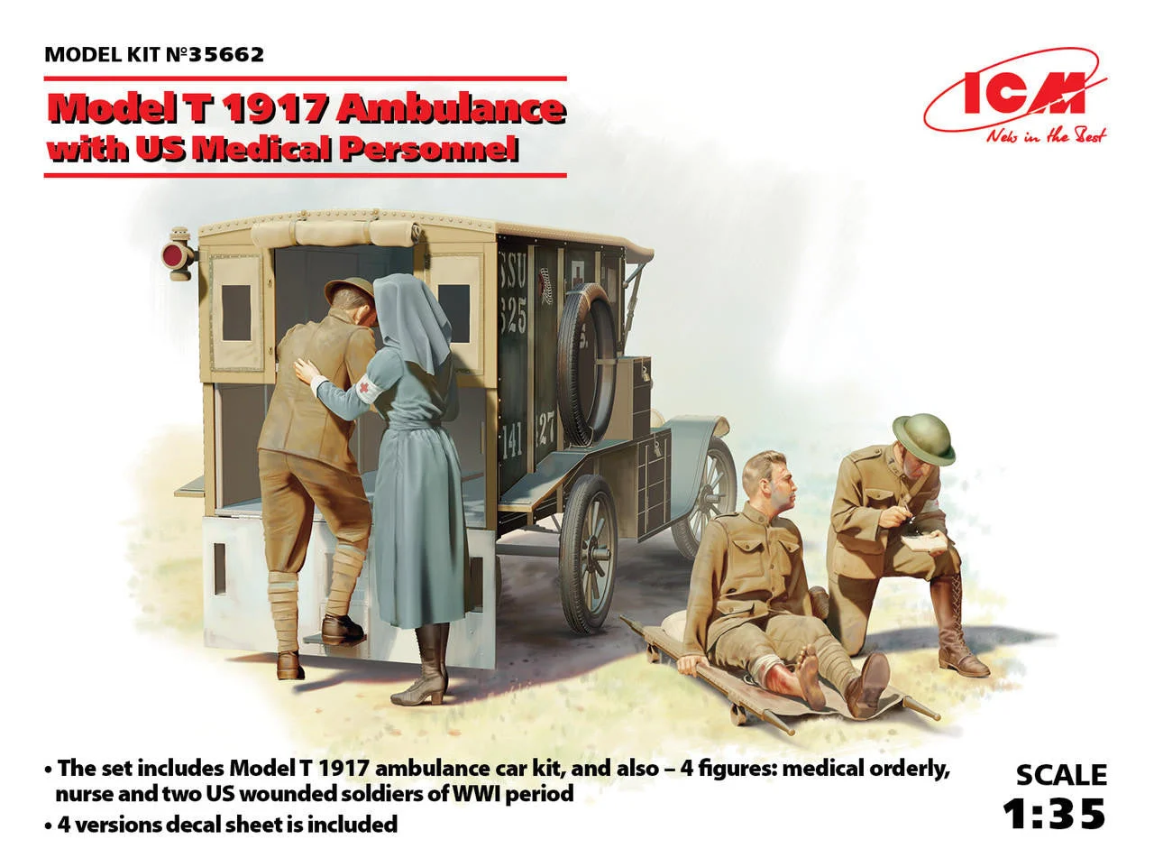 ICM Models 1/35 ICM Model T 1917 Ambulance with US Medical Personnel