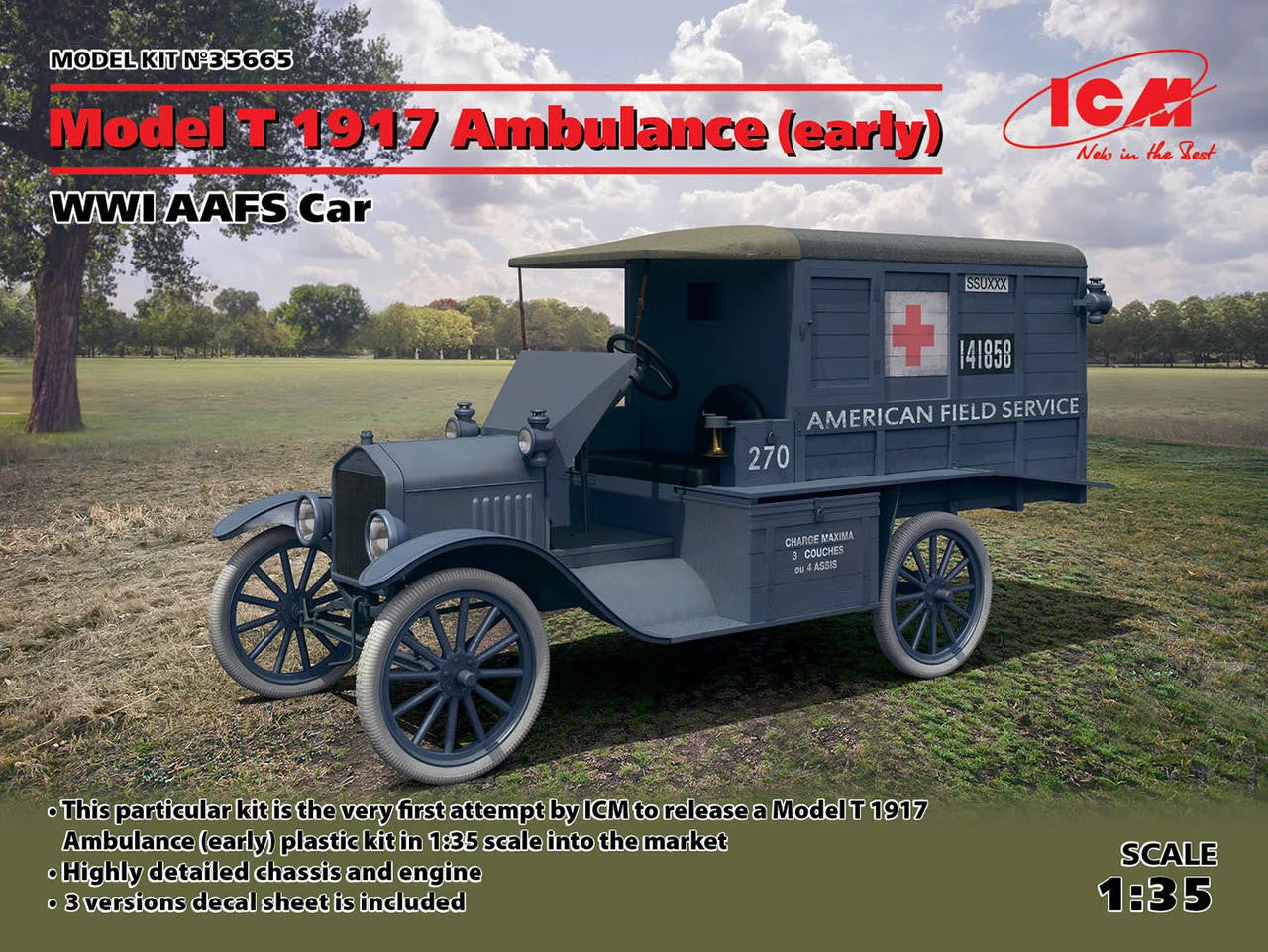 ICM Models 1/35 ICM Model T 1917 Ambulance (early), WWI AAFS Car
