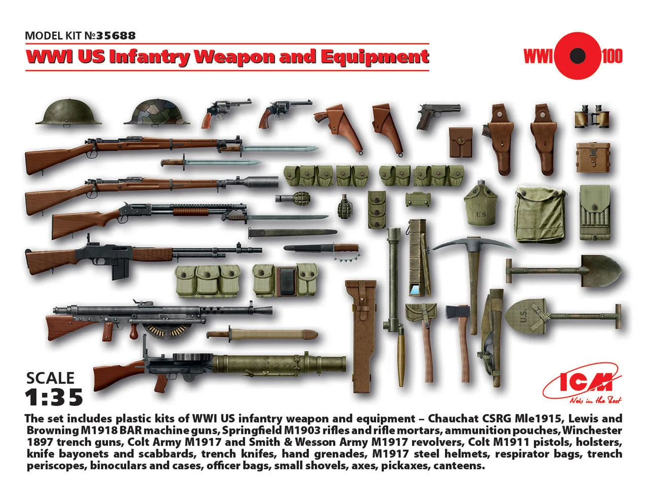 ICM Models 1/35 WWI US Infantry Weapon and Equipment