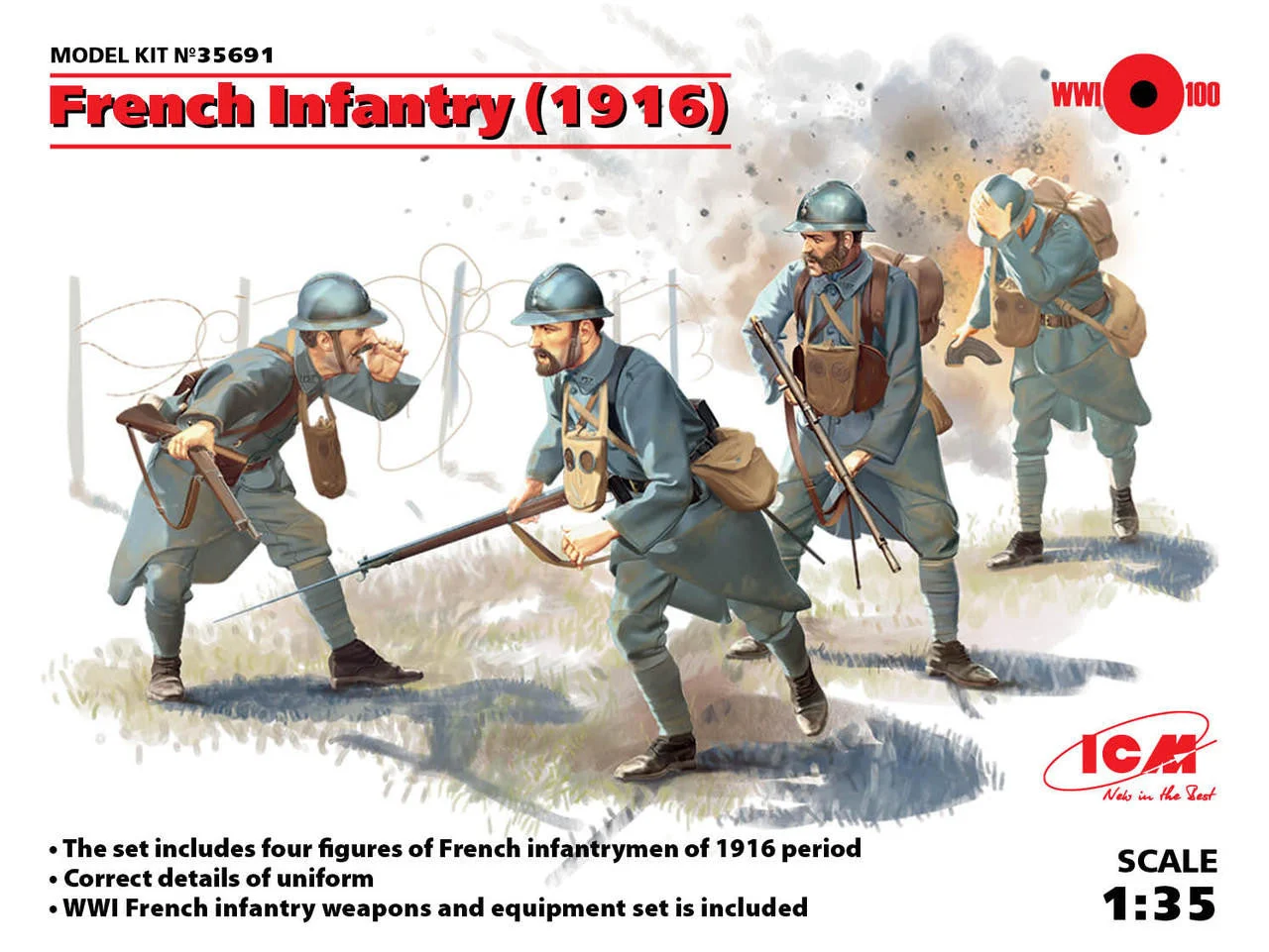ICM Models 1/35 French Infantry (1916) (4 figures)
