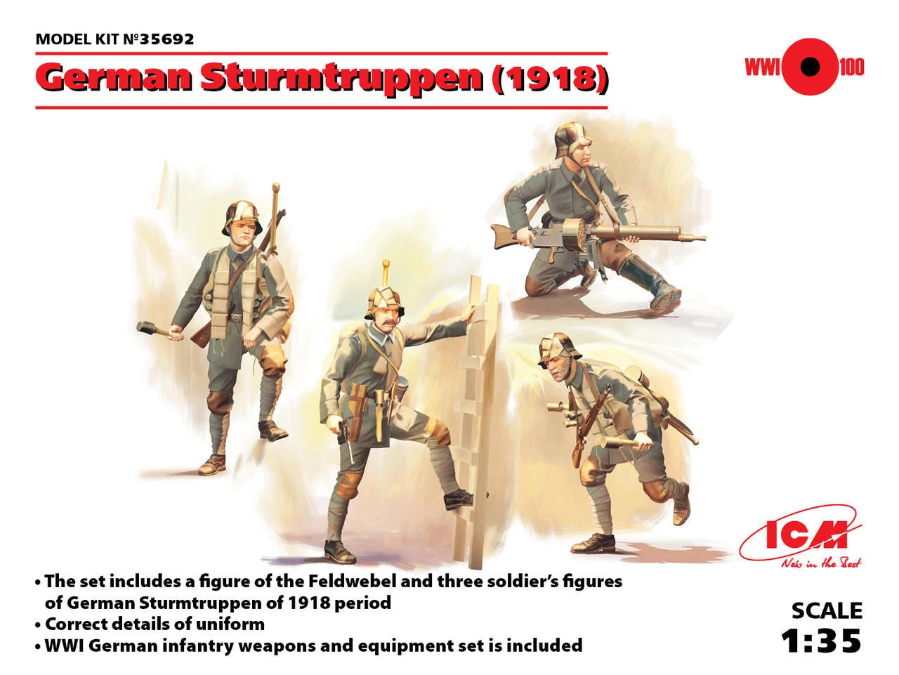 ICM Models 1/35 German Sturmtruppen (1918) (4 figures)