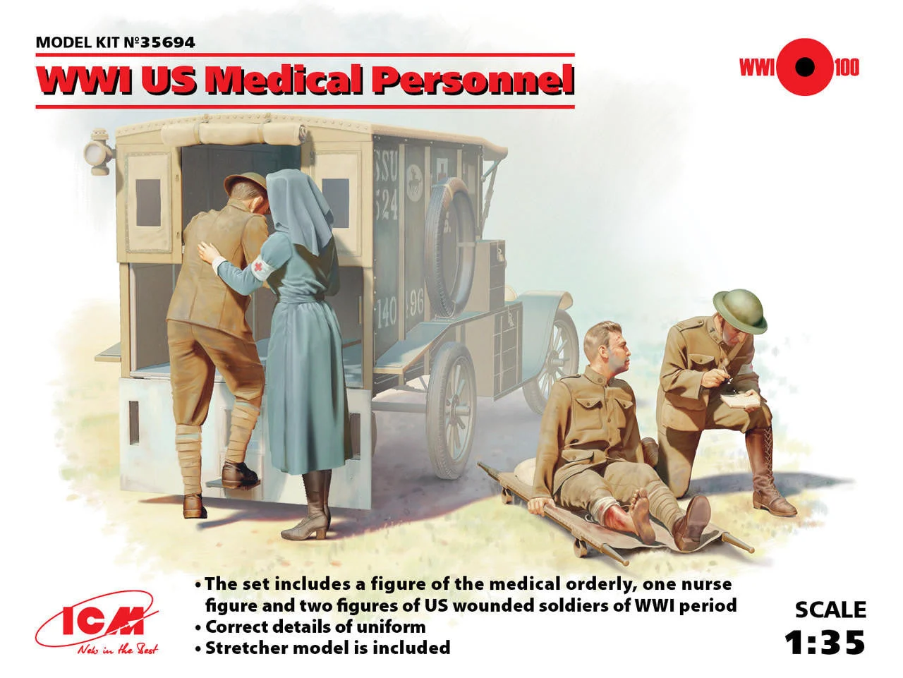 ICM Models 1/35 WWI US Medical Personnel (4 figures)
