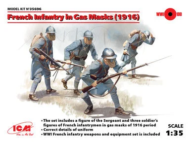 1/35 ICM French Infantry in Gas Masks (1918) (4 figures) - ICM Models