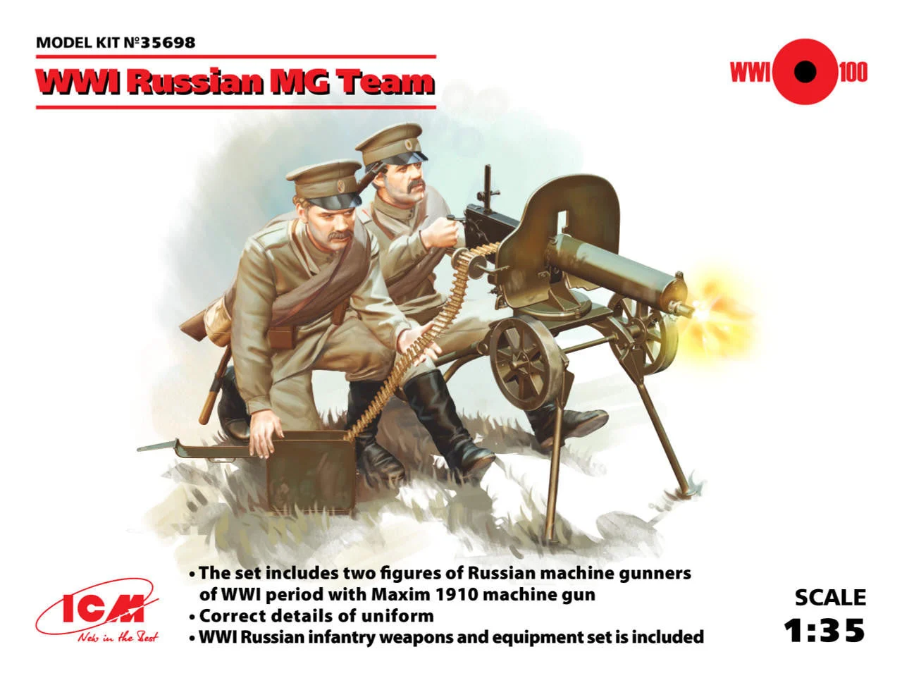 ICM Models 1/35 WWI Russian Maxim MG Team (2 figures)
