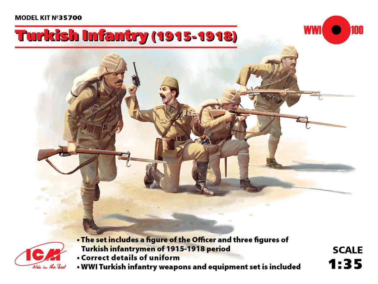 ICM Models 1/35 Turkish Infantry (1915-1918) (4 figures)