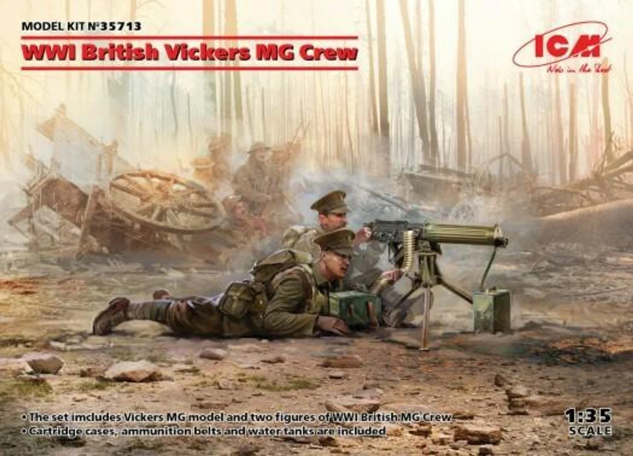 ICM Models 1/35 WWI British Vickers MG Crew (Vickers MG & 2 figures)