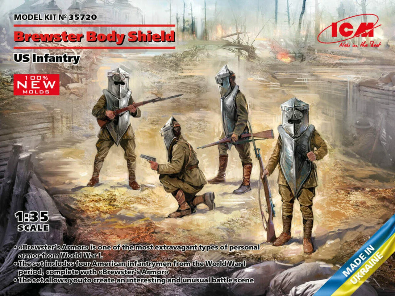 ICM Models 1/35 US Infantry Brewster Body Shield Figures Model Kit