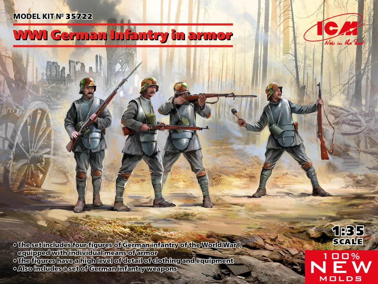 ICM Models 1/35 WWI German Infantry in Armor Figure Set