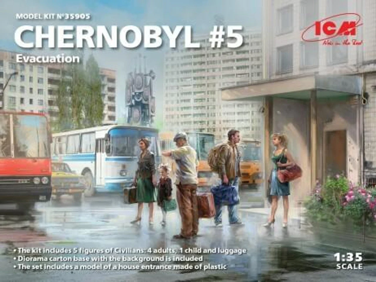 ICM Models 1/35 Chernobyl#5. Extraction (2 adults, 2 children and luggage) (100% new molds)