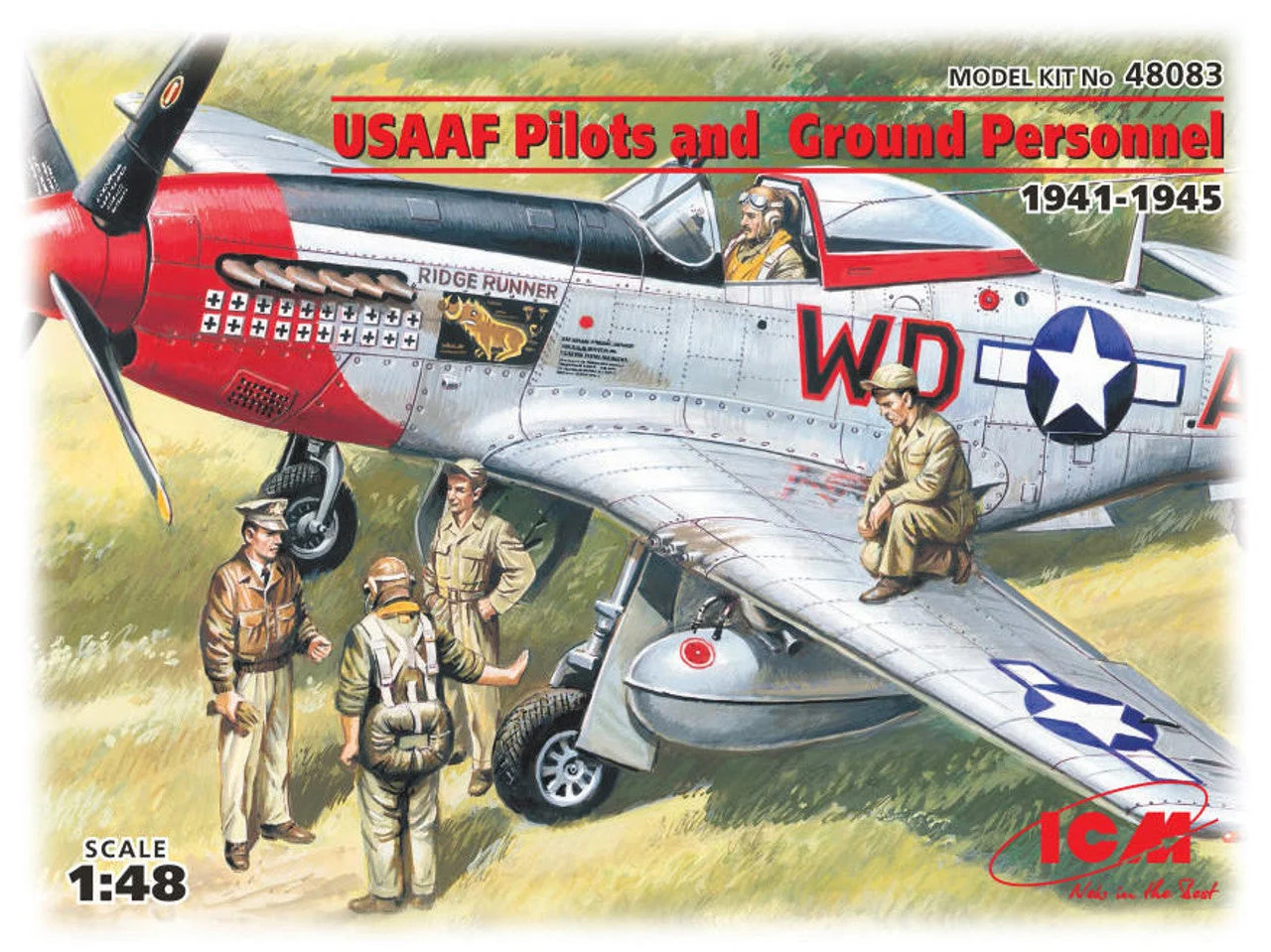 ICM Models 1/48 USAAF Pilots and Ground Personnel (1941-1945) (5 figures - 3 pilots, 2 mechanics)