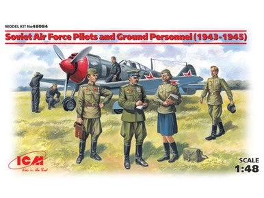 1/48 ICM Soviet Air Force Pilots and Ground Personnel (1943-1945) (7 figures - staff officer, 2 pilots, 3 mechanics, military servicewomen)