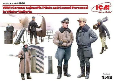 1/48 ICM WWII German Luftwaffe Pilots and Ground Personnel in Winter Uniform (5 figures) - ICM Models