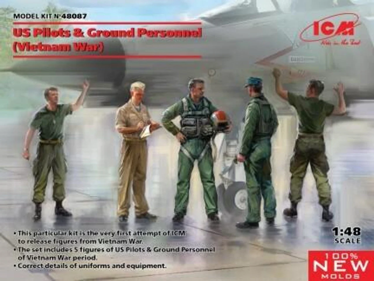 ICM Models 1/48 US Pilots & Ground Personnel (Vietnam War) (5 figures) (100% new molds)