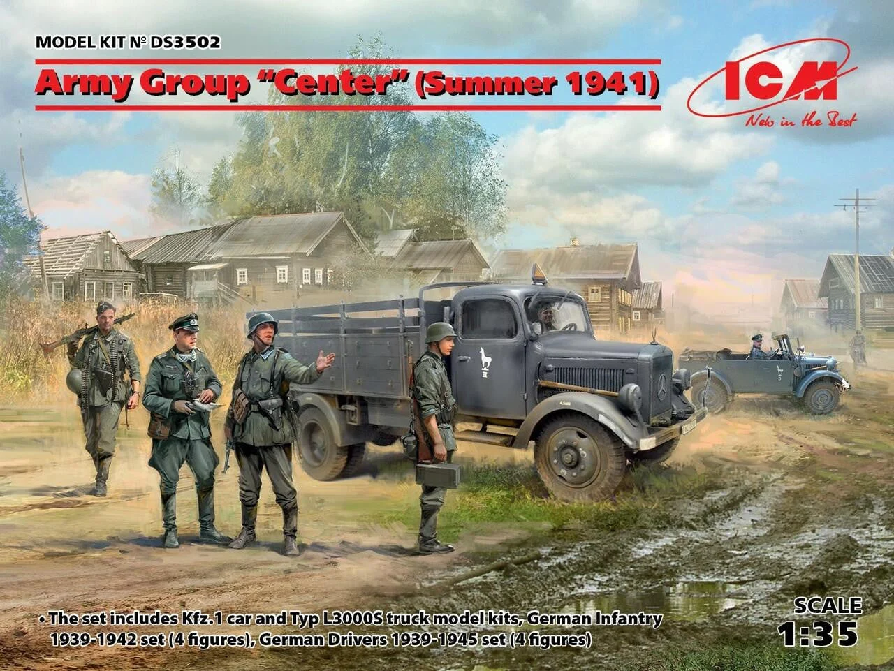 ICM Models 1/35 Army Group "Center" (Summer 1941) (Kfz.1, Typ L3000S & Figures)