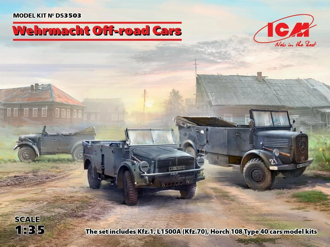 ICM Models 1/35 Wehrmacht Off-road Cars (Kfz.1, Horch 108 Typ 40, L1500A)