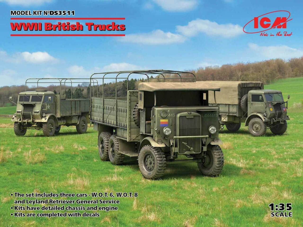 ICM Models 1/35 WWII British Trucks (Model W.O.T. 6, Model W.O.T. 8, Leyland Retriever General Service)