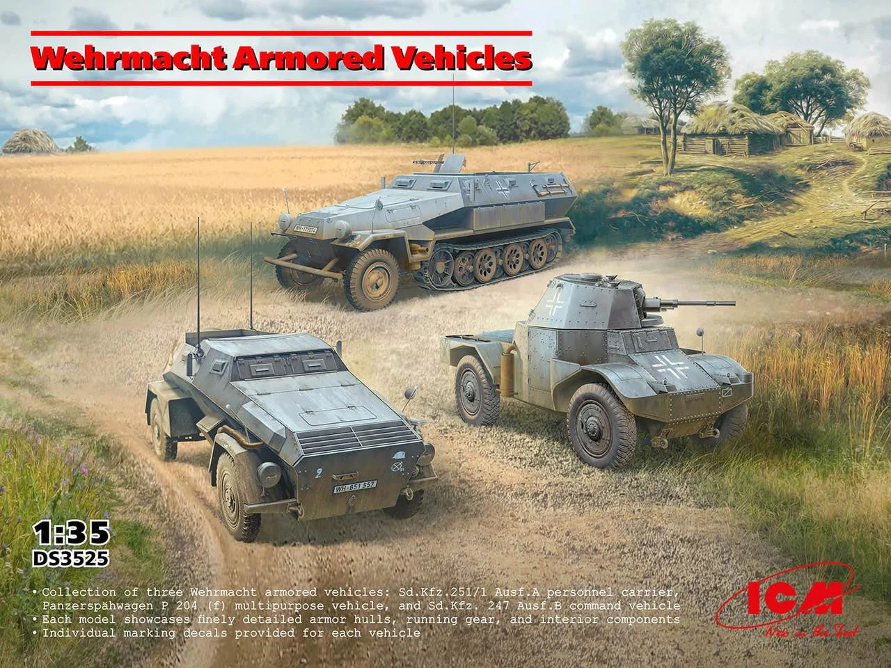 ICM Models 1/48 ICM Wehrmacht Armored Vehicles Plastic Model Kit