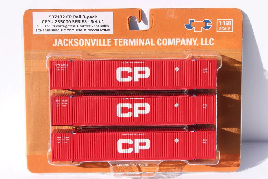 Jacksonville Terminal N Scale CP - 'Large CP' 235000 series 53' High Cube Containers 3-Pack Set 1 - JTC 537132